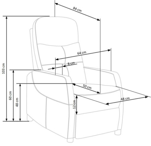 Fotoliu recliner tapitat FELIPE 2 velvet gri H103 cm
