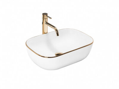 Lavoar Belinda Alb Gold Edge ceramica sanitara – 46,5 cm