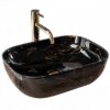 Lavoar Belinda Shiny marmura ceramica sanitara negru – 46,5 cm