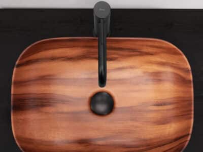 Lavoar Belinda Wood ceramica sanitara efect de lemn – 46 cm