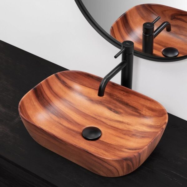 Lavoar Belinda Wood ceramica sanitara efect de lemn – 46 cm