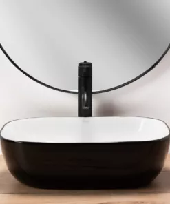 Lavoar Belinda ceramica sanitara negru/alb – 46,5 cm