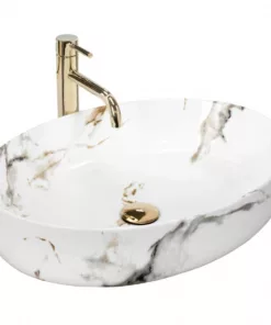 Lavoar Carrara Shiny marmura ceramica sanitara – 55 cm