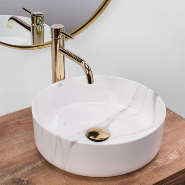 Lavoar Sami alb marmura lucios ceramica sanitara – 36 cm 1