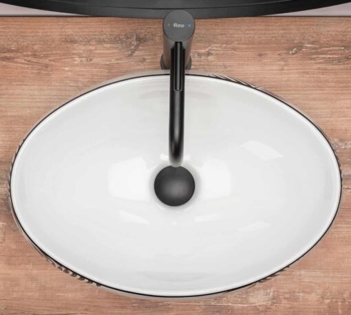 Lavoar Shila alb/negru ceramica sanitara – 41 cm