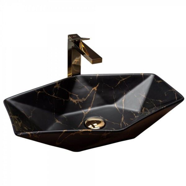 Lavoar Vegas Marmura negru mat ceramica sanitara – 57 cm