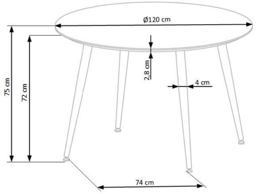 Masa rotunda fixa Embos neagra – d120 x h75 cm