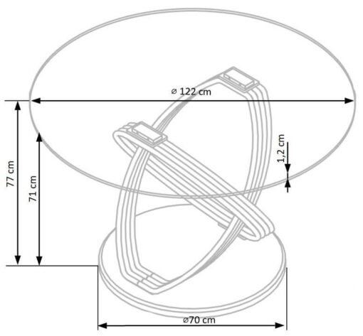 Masa rotunda fixa Optico sticla – d122 x h77 cm