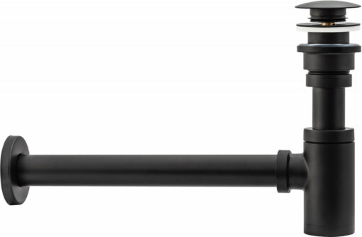 Sifon cu ventil pentru lavoar Click-Clack universal negru mat