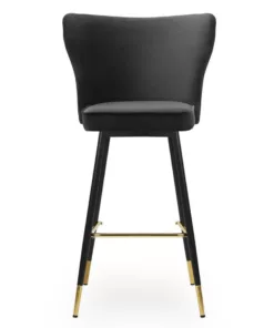 Scaun de bar Modena negru picioare negru/gold – H60 cm