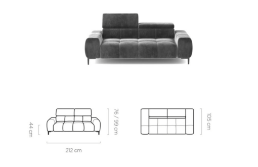 Canapea cu tetiere reglabile Plaza 3 L212 x l105 x h99 cm