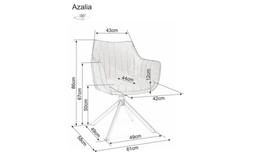 Scaun Azalia rotativ tapitat cu piele gri