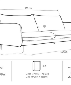 Canapea Vienna fixa 3 locuri velur personalizabila