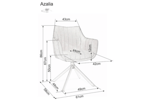 Scaun Azalia rotativ tapitat cu catifea gri deschis