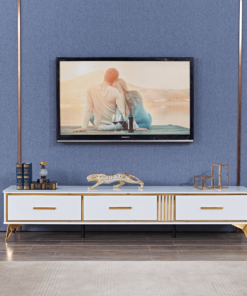 Comoda TV Laval alb/auriu - L200 cm