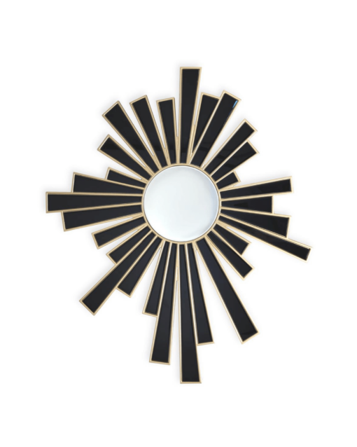 Oglinda decorativa Belize negru/auriu - H92 cm