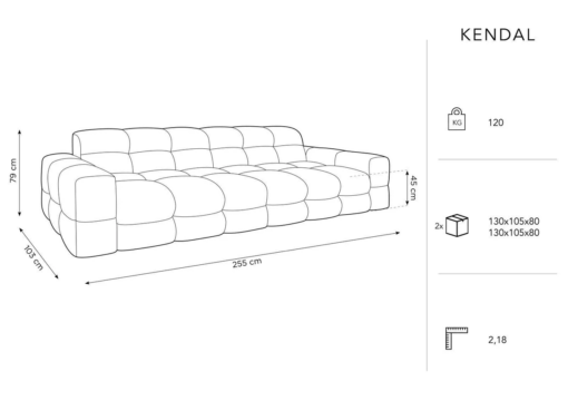 Canapea Kendal 4 locuri stofa catifelata personalizabila - L255 cm