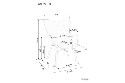 Fotoliu Carmen stofa catifelata cinnamon/negru - L72 x l75 x h99 cm